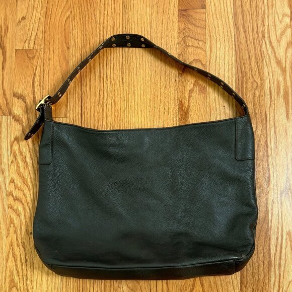 Banana Republic Factory Vintage Y2K Pebbled Leather Studded Strap Slouchy Bag - Picture 14 of 16